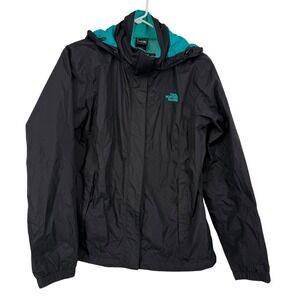 The North Face Womens Resolve 2 Waterproof Rain Jacket Black Teal Large L